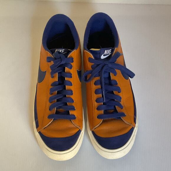 Nike Blazer Low Leather Sneakers Orange Blue Men’s Size 10.5 Retro Nike - Picture 5 of 10